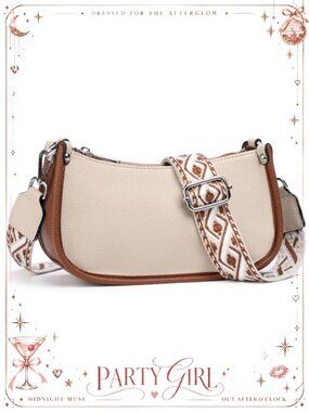 Small PU Leather Hobo Shoulder Bag Crossbody Women Wide Strap Bohemian
